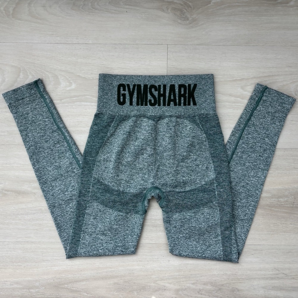 NEW Gymshark Seamless Leggings Womens Small Green Marl High Waist Logo Workout